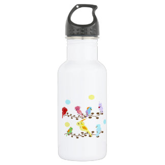 Veel kleine vogels waterfles 