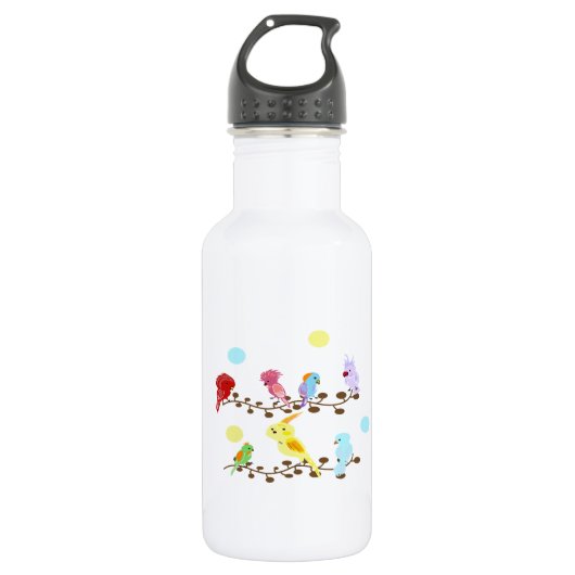 Veel kleine vogels waterfles  (Voorkant)