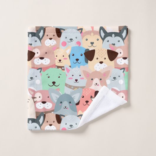 Veel kleurrijke Dogs Design Bath Towel Set Bad Handdoek (Wasdoekje)