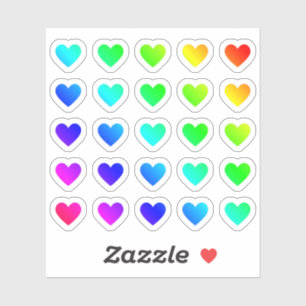 Veel kleurrijke harten, kleine regenboogkoppen sticker