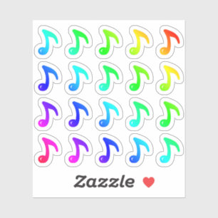Veel kleurrijke kleine muzikale noten regenboogmuz sticker