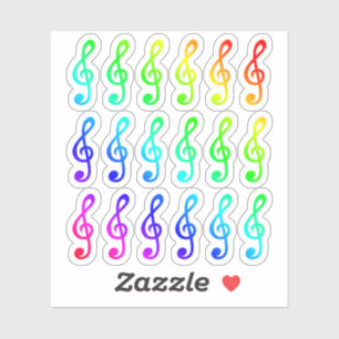 Veel kleurrijke kleine muzikale regenboog Treble C Sticker