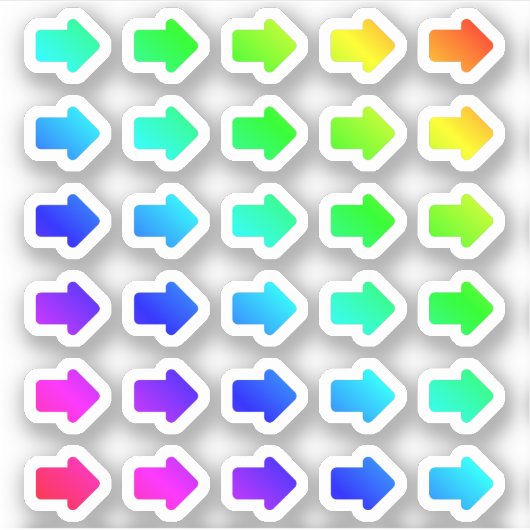 Veel kleurrijke pijlen kleine regenboogpijltjes sticker (Voorkant)