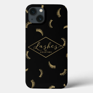 Veel Lashes Pattern Black/Gold persoonlijke iPhone 13 Hoesje
