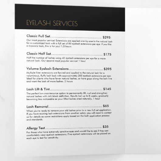Veel Lashes Pattern Lash Salon Black Brochure Drieluik Kaart (Binnenzijde eerst)