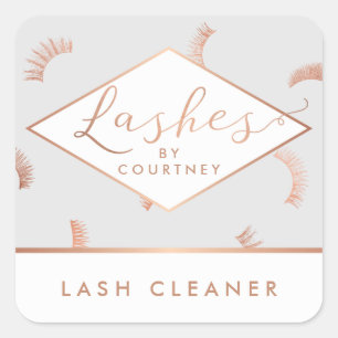 Veel Lashes Pattern Lash Salon Grey/Roos Gold Vierkante Sticker