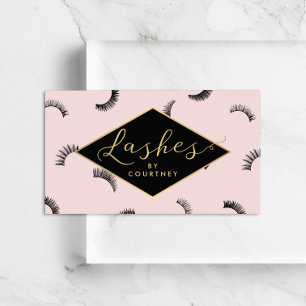 Veel Lashes Pattern Lash Salon Pink/Black/Gold Visitekaartje