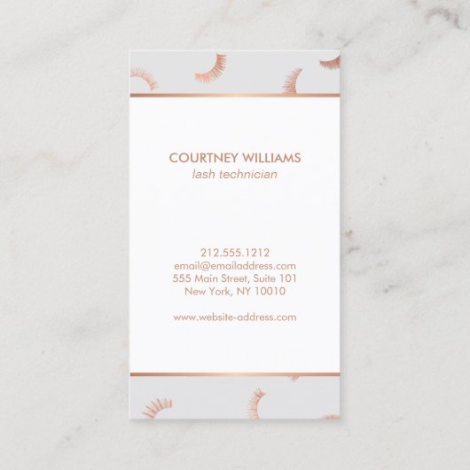 Veel Lashes Salon Grey/Roos Gold Afspraak Afsprakenkaartje (Achterkant)