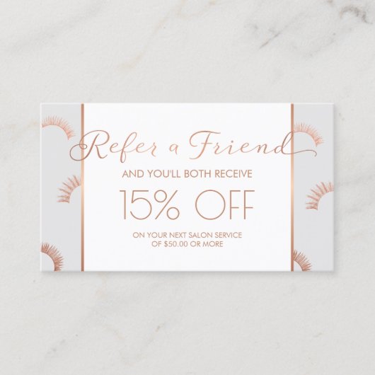 Veel Lashes Salon Grey/Roos Gold Referral (Voorkant)