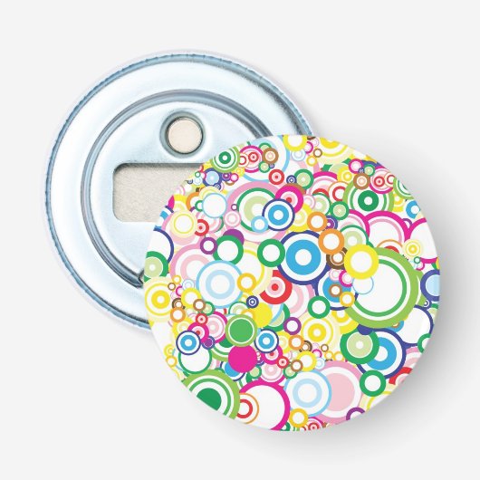 Veel levendige cirkels button flesopener (Voorkant)