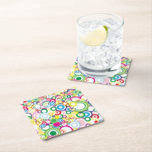 Veel levendige cirkels vierkante kartonnen onderzetter (Insitu)