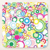 Veel levendige cirkels vierkante kartonnen onderzetter (Voorkant)