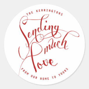 Veel lief sturen Rood schrift Ronde Sticker