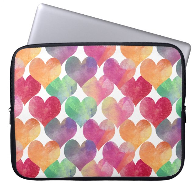 Veel liefde in harten Waterverf Laptop Sleeve (Voorkant)