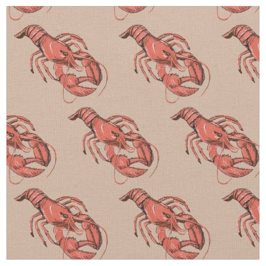 Veel Lobsters Fabric Stof (Close Up)