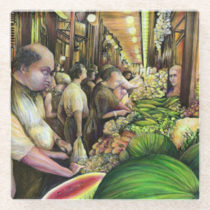 Veel Mannen, veel meloenen, Boedapest Glazen Onderzetter