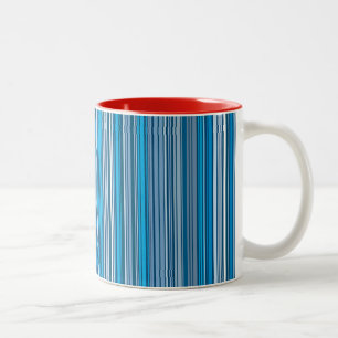 Veel meer kleuren strepen in het blauw tweekleurige koffiemok