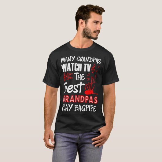 Veel opa's bekijken TV Best Play Bagpipe Tshirt (Voorkant volledig)