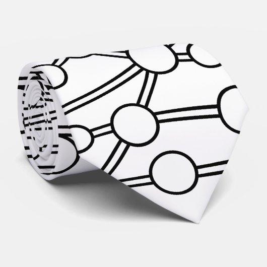 Veel paden II Wit met zwart op wit Stropdas (Opgerold)