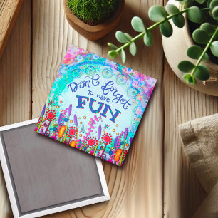 Veel plezier Blauwe  Inspirerende Wildbloemen Magneet