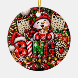 Veel Plezier met Sneeuw bij Bingo Kerstman Keramisch Ornament