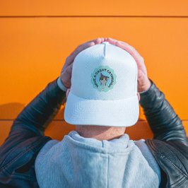 Veel plezier op zaterdag! Cartooneske Blauwe Groen Trucker Pet