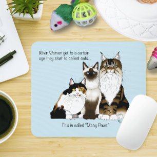 Veel poten grappige overgang Cat Lady Humor Blauw Muismat