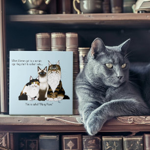 Veel poten grappige overgang Cat Lady Humor Blauw Tegeltje