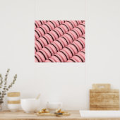 Veel rijen met roze Franse macarons Poster (Keuken)