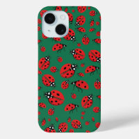 Veel rode lieveheersbeestjes Lucky Pattern Emerald