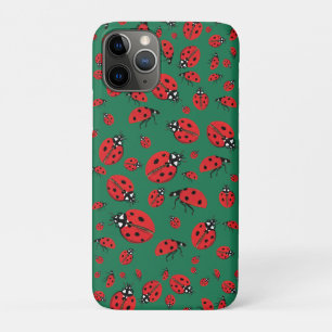 Veel rode lieveheersbeestjes Lucky Pattern Green iPhone 11 Pro Hoesje