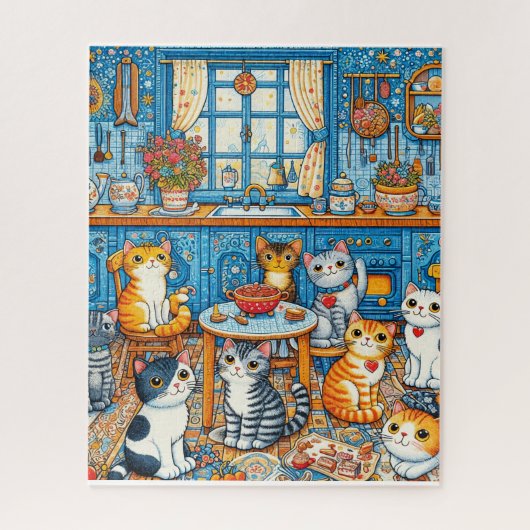 Veel Schattigee Cats Folk Art puzzel Legpuzzel (Verticaal)