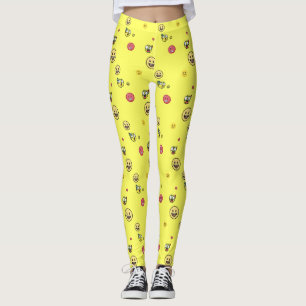 Veel soorten emoji's op heldergele achtergrond leggings