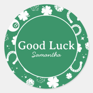 Veel succes Green Shamrock Ronde Sticker