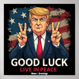 Veel succes, leef in vrede, leuk patriottisch cita poster