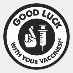 Veel succes met uw vaccins! ronde sticker