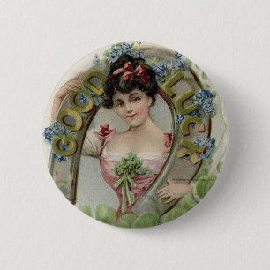 Veel succes - Vintage Sint-Patrickdag kaart Ronde Button 5,7 Cm