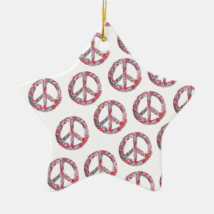 Veel te  Floral Peace Symbols Keramisch Ornament
