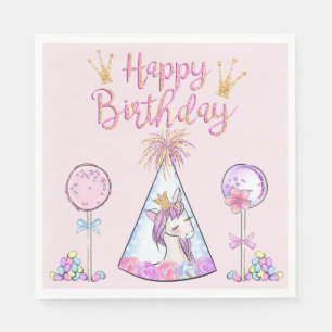 Veel Typografie Happy Birthday Pink en Gold Servet