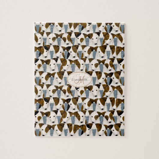 Veel van het leuke hondpatroon van Jack Russell Te Legpuzzel (Verticaal)