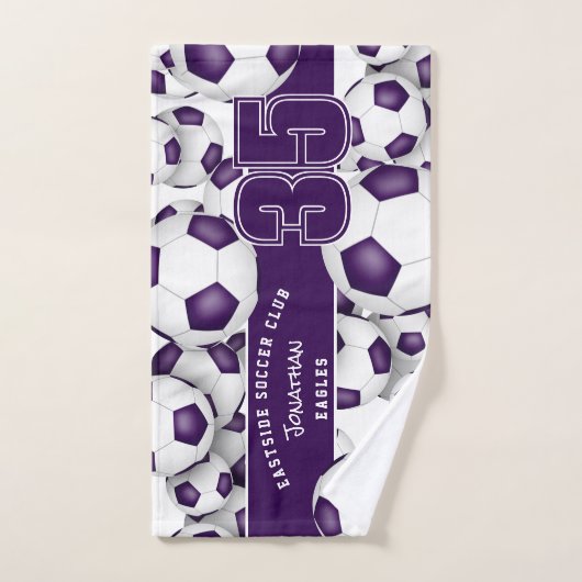 Veel voetballen paarse teamkleuren cadeau-ideeën handdoek (Handdoek)