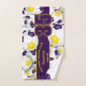Veel voetballen team atleet naam paarse goud handdoek (Handdoek)