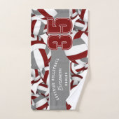 Veel volleyballen maroon grijs team kleuren handdoek (Handdoek)