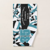 Veel volleyballen op maat spelersnaam blauwgroen z handdoek (Handdoek)