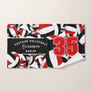Veel volleyballen team spirit geschenken rood zwar handdoek
