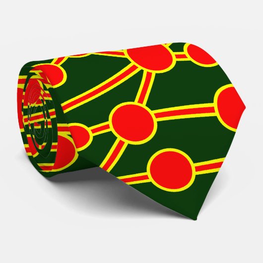 Veel wegen II Rood en Geel op Green 003300 Stropdas (Opgerold)