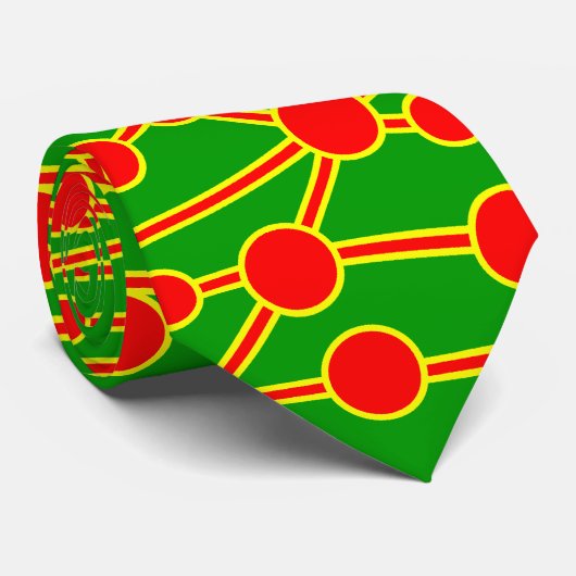 Veel wegen II rood en geel op groen 009900 Stropdas (Opgerold)