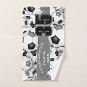 Veel zwart grijs voetballen team kleuren geschenke handdoek (Handdoek)
