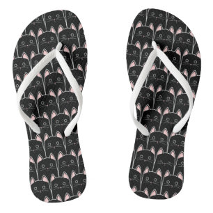 Veel zwarte katten teenslippers