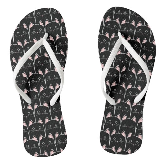 Veel zwarte katten teenslippers (Voetbed)